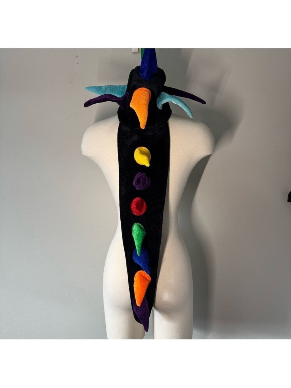 Colorful Dragon Spiked Multi Color Plush Tail Hat